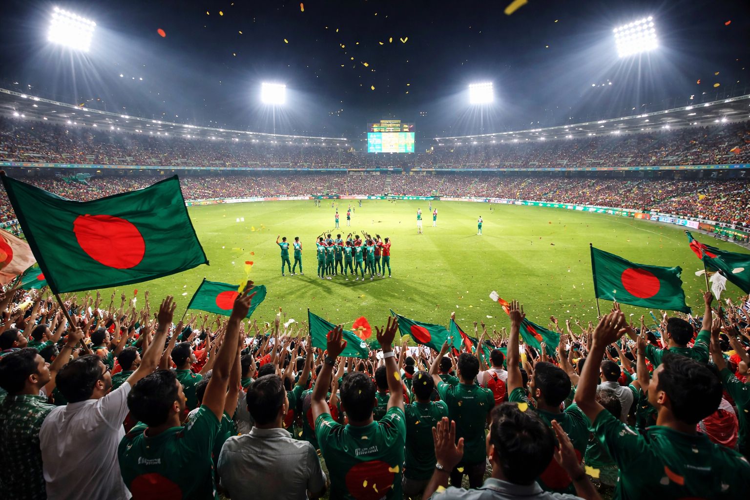Engaged Bangladeshi punter using a desktop and smartphone at home while watching live cricket action and placing wagers on BDJACKPOT